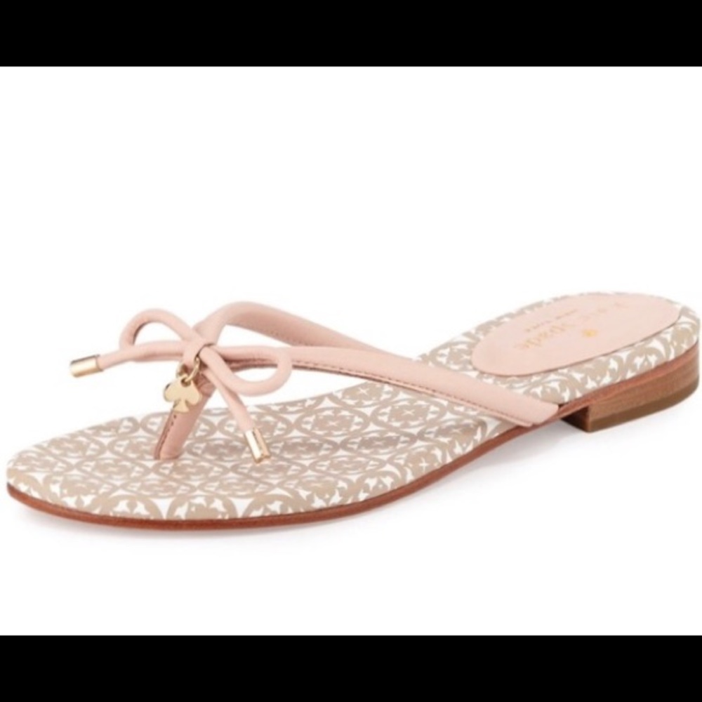 Kate Spade Leather Bow Flat Flip Flop Sandals
